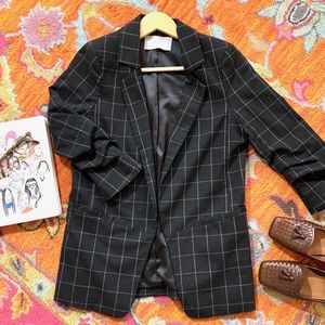 Tart Collections Ada Windowpane Plaid Black Blazer- Size S (EUC)